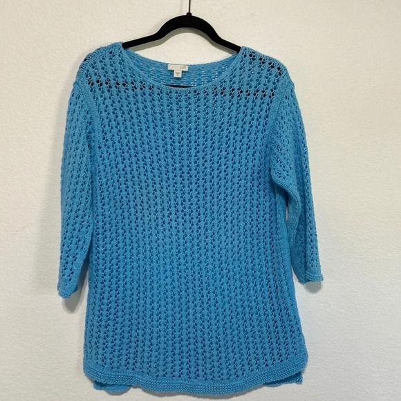 J. Jill Open Knit Blue Cotton Blend Sweater Size XS - Picture 1 of 3